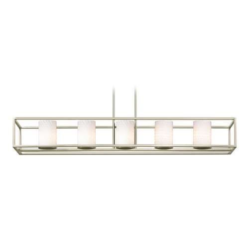 Design Classics Lighting Satin Nickel Linear Chandelier with Cylindrical Shade 1699-09 GL1020C