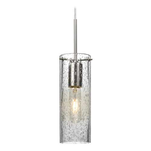 Besa Lighting Seeded Glass Mini-Pendant Light Satin Nickel Juni by Besa Lighting 1JT-JUNI10CL-SN