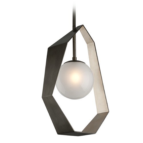 Troy Lighting Art Deco LED Pendant Light Graphite With Silver Leaf Origami by Troy Lighting F5534