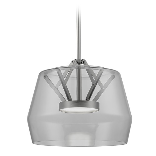 Modern Brushed Nickel LED Pendant with Smoked Shade 3000K 744LM