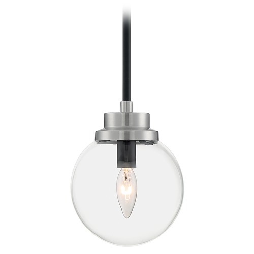 Satco Lighting Axis Matte Black & Brushed Nickel Accents Pendant with Globe Shade by Satco Lighting 60/7131