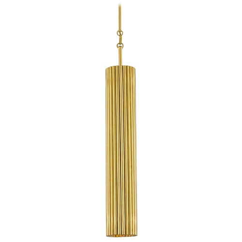 Currey and Company Lighting Currey and Company Penfold Gold Leaf / Painted Gold Pendant Light with Cylindrical Shade 9000-0629
