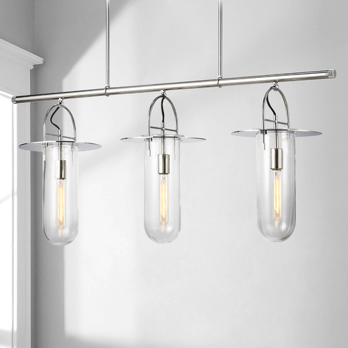 Generation Lighting Kelly Wearstler Nuance 3-Light Polished Nickel Industrial Linear Chandelier by Generation Lighting KC1023PN