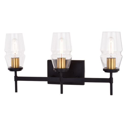 Vaxcel Lighting Warren Matte Black & Brushed Brass Bathroom Light