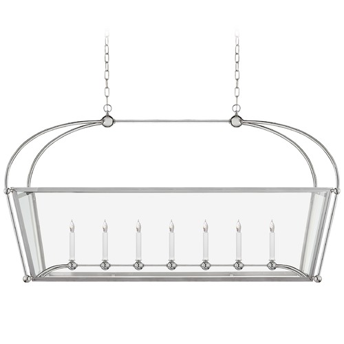 Visual Comfort Signature Collection E.F. Chapman Riverside Linear Pendant in Nickel by Visual Comfort Signature CHC5438PNCG