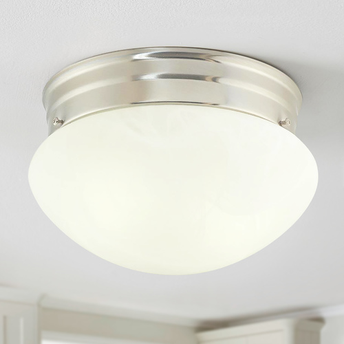 Design Classics Lighting 8-Inch Satin Nickel Flushmount Ceiling Light 2962ES-SN/ALB