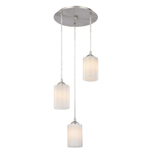 Design Classics Lighting Modern Multi-Light Pendant Light with White Glass and 3-Lights 583-09 GL1020C