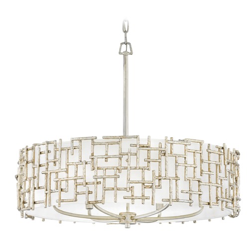 Farrah 28-Inch Drum Chandelier in Silver Leaf by Fredrick Ramond