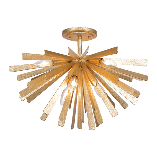Confluence 6-Light Semi-Flush in Piastra Gold by Metropolitan Lighting