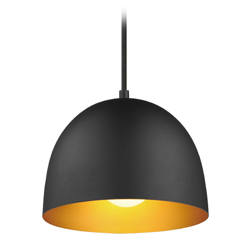Maxim Lighting Tova Black & Gold Mini-Pendant Light with Bowl / Dome Shade