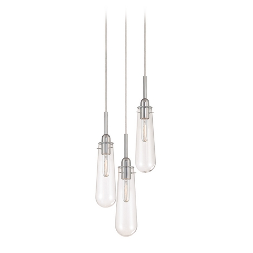 Modern Multi-Light Pendant with Clear Glass and 3-Lights by Sonneman Lighting
