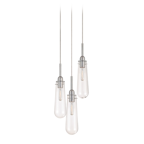 Sonneman Lighting Modern Multi-Light Pendant with Clear Glass and 3-Lights by Sonneman Lighting 4843.01C