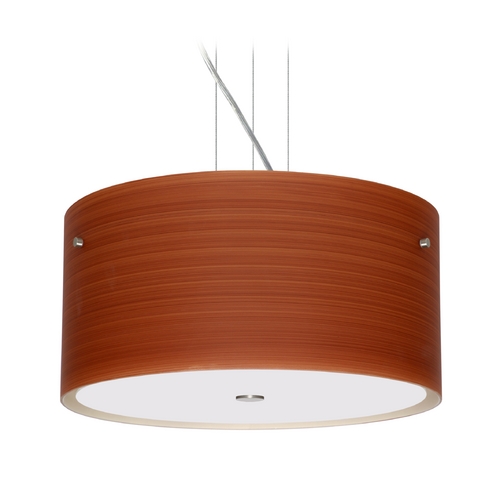 Besa Lighting Modern Pendant Light Brown Glass Satin Nickel by Besa Lighting 1KV-4008CH-SN