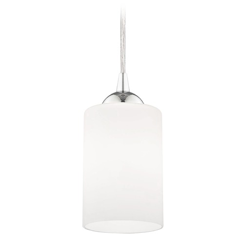 Design Classics Lighting Chrome Mini-Pendant Light with White Cylinder Glass 582-26 GL1028C