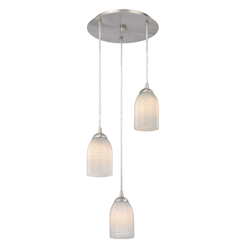 Design Classics Lighting Modern Multi-Light Pendant Light with White Glass and 3-Lights 583-09 GL1020D