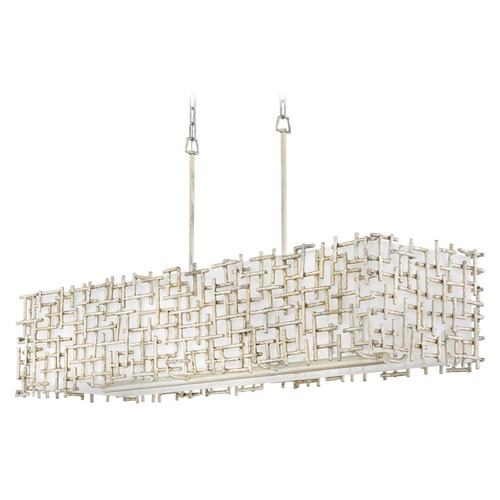 Farrah Linear Chandelier in Silver Leaf by Fredrick Ramond