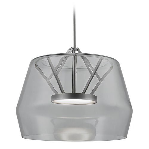 Modern Brushed Nickel LED Pendant with Smoked Shade 3000K 1550LM by Kuzco Lighting