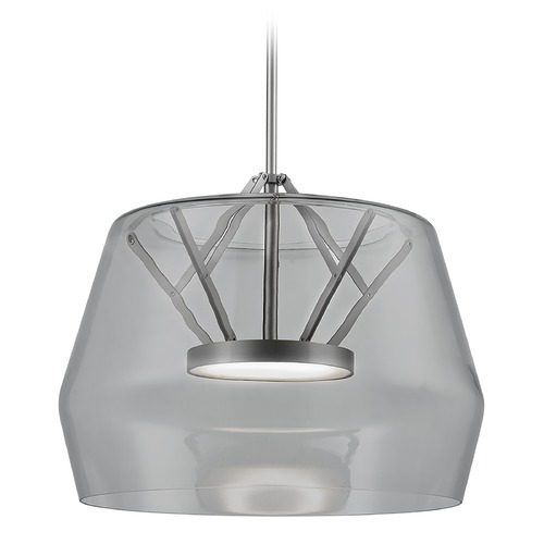 Kuzco Lighting Modern Brushed Nickel LED Pendant with Smoked Shade 3000K 1550LM by Kuzco Lighting PD61418-SM/BN