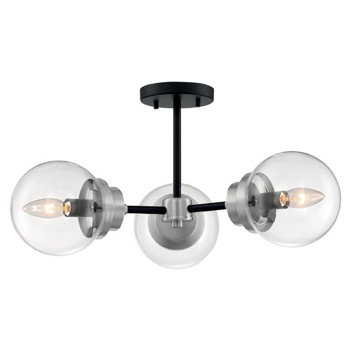 Axis Matte Black & Brushed Nickel Accents Semi-Flush Mount by Satco Lighting