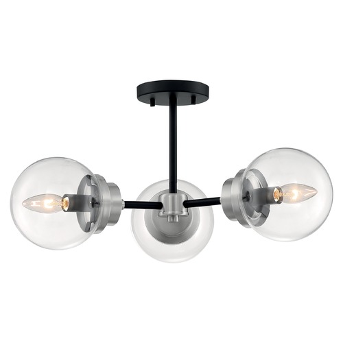 Satco Lighting Axis Matte Black & Brushed Nickel Accents Semi-Flush Mount by Satco Lighting 60/7133