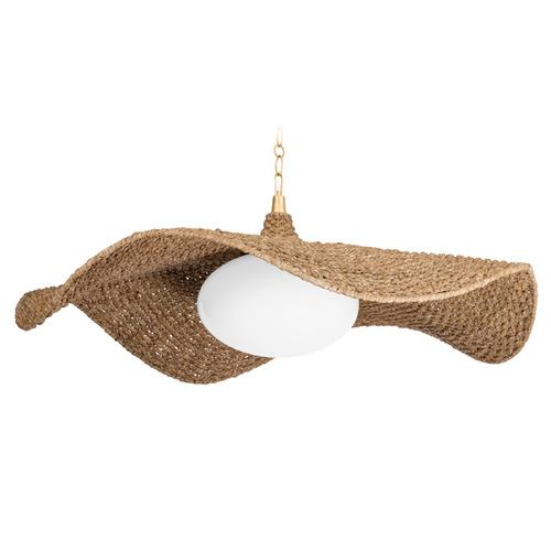 Corbett Lighting Levene Vintage Gold Leaf LED Pendant Light with Oval Shade