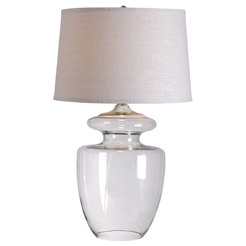 Kenroy Home Lighting Modern Table Lamp with White Shade in Clear Glass Finish 32260CLR