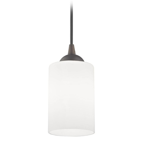 Design Classics Lighting Bronze Mini-Pendant Light with White Cylinder Glass 582-220 GL1028C