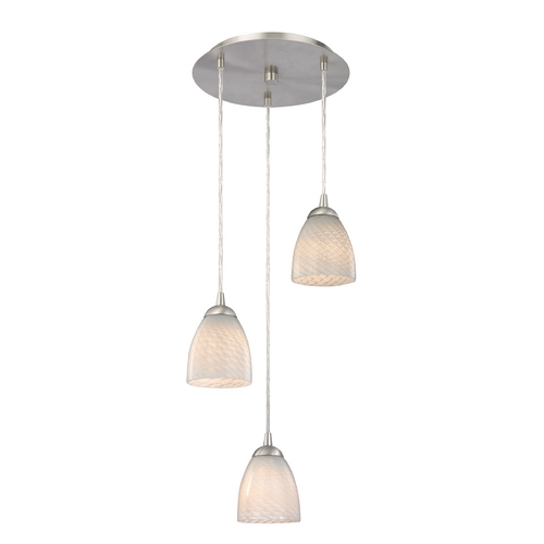Modern Multi-Light Pendant Light with White Glass and 3-Lights