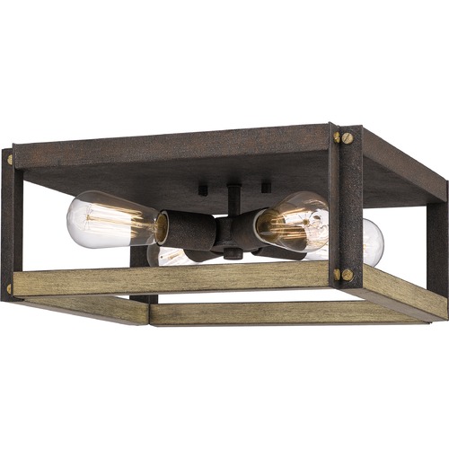 Quoizel Lighting Finn Rustic Black & Painted Natural Walnut Flush by Quoizel Lighting FNN1615RK