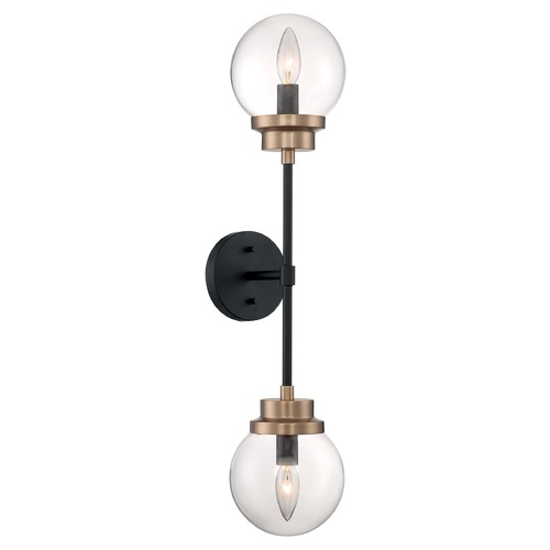 Satco Lighting Satco Lighting Axis Matte Black / Brass Accents Sconce 60/7122