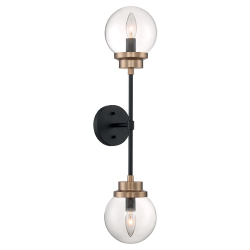 Axis Matte Black & Brass Accents Sconce by Satco Lighting