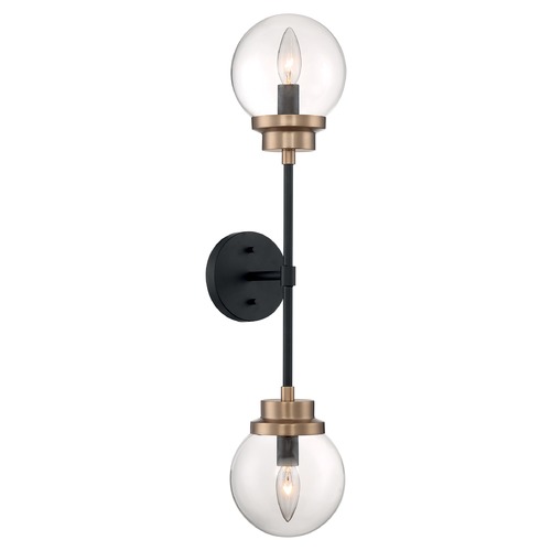 Satco Lighting Axis Matte Black & Brass Accents Sconce by Satco Lighting 60/7122