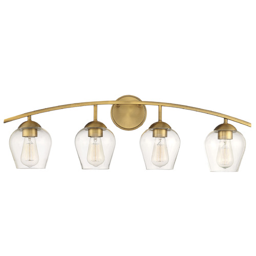 32.75-Inch Vanity Light in Natural Brass by Meridian
