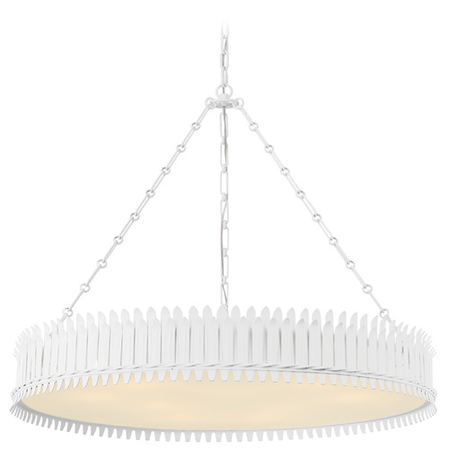 Visual Comfort Signature Collection Leslie Plaster White LED Pendant Light with Drum Shade