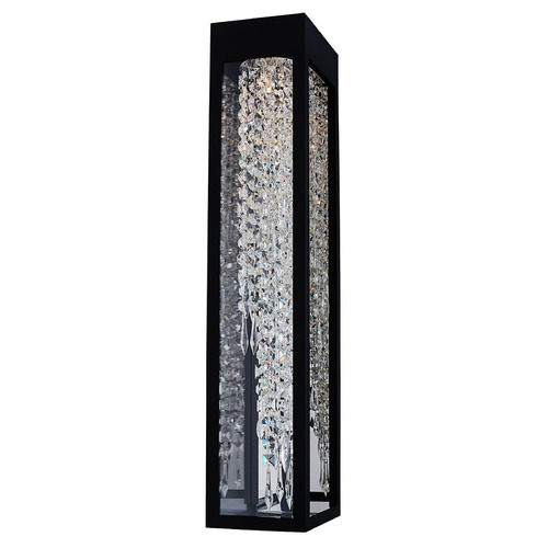 Allegri Crystal Esterno Cristallo Matte Black & Chrome LED Outdoor Wall Light