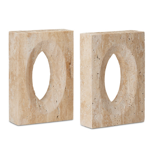 Currey and Company Demi Natural Travertine Bookend