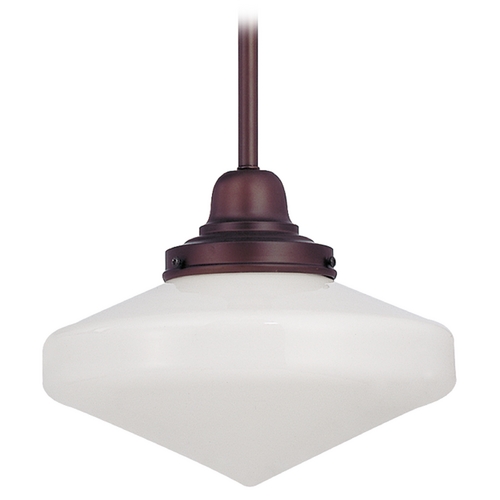 Design Classics Lighting 10-Inch Schoolhouse Mini-Pendant Light In Bronze FB4-220 / GE10