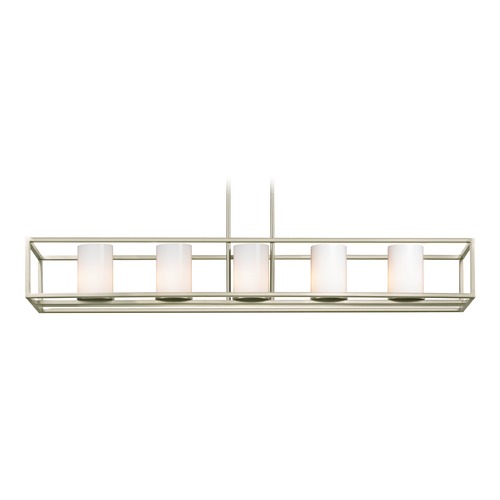 Design Classics Lighting Satin Nickel Linear Chandelier with Cylindrical Shade 1699-09 GL1024C