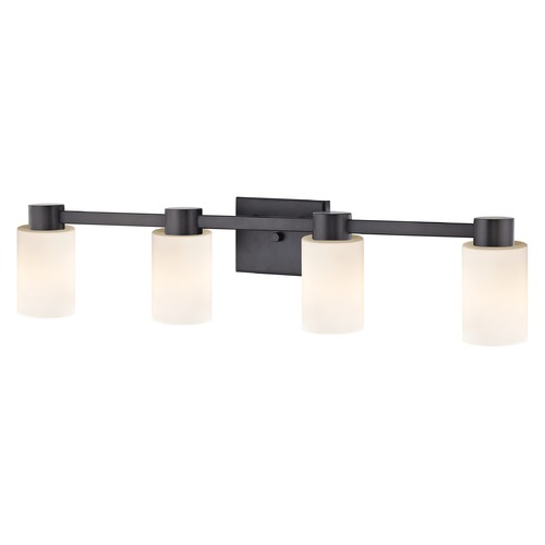 4-Light White Glass Bathroom Vanity Light Bronze