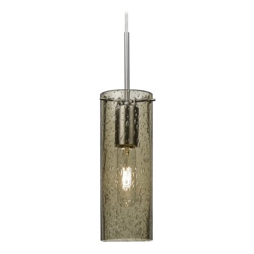 Brown Seeded Glass Mini-Pendant Light Satin Nickel Juni by Besa Lighting