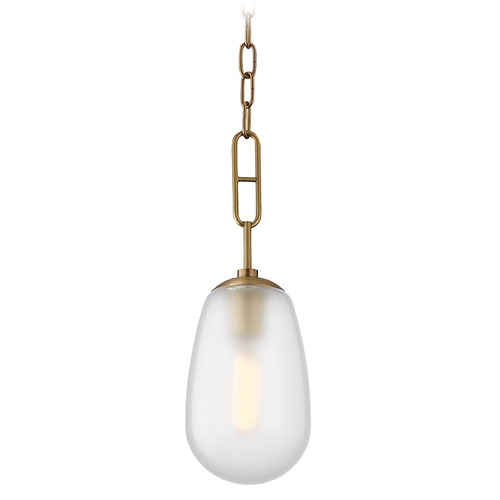 Hudson Valley Lighting Bruckner Aged Brass Mini-Pendant Light with Teardrop Shade
