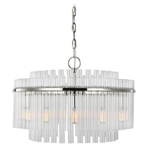 Visual Comfort Studio Collection Chapman & Meyers 12-Light Beckett Polished Nickel and Glass Chandelier by Visual Comfort Studio CC12812PN