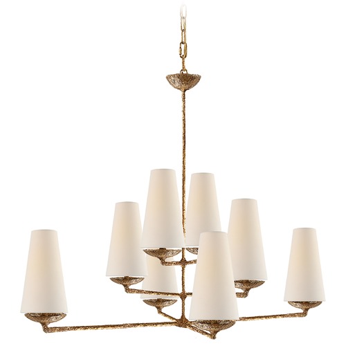 Visual Comfort Signature Collection Aerin Fontaine Offset Chandelier in Gilded Plaster by Visual Comfort Signature ARN5205GPL