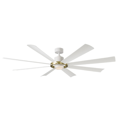 Modern Forms by WAC Lighting Aura 72-Inch LED Smart Fan in Soft Brass & Matte White by Modern Forms FR-W2303-72L-SB/MW