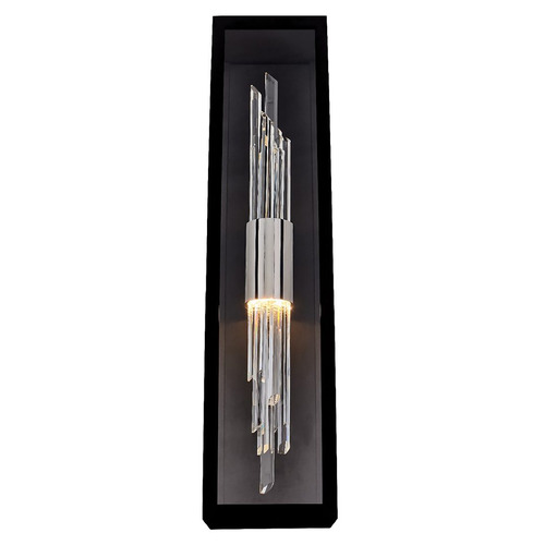 Allegri Crystal Esterno Cristallo Matte Black & Chrome LED Outdoor Wall Light