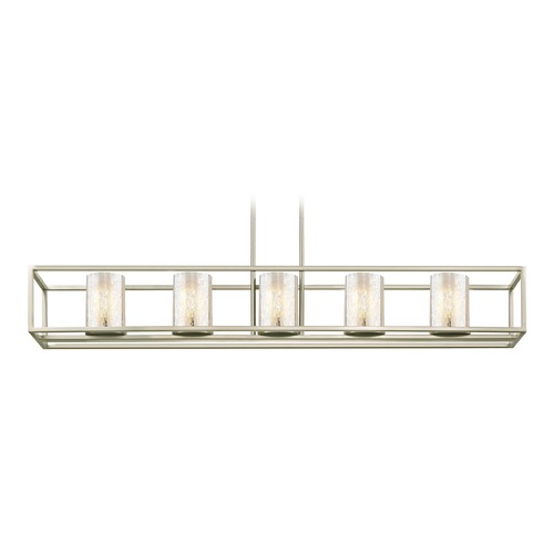 Design Classics Lighting 5-Light Linear Chandelier with Mercury Glass in Satin Nickel 1699-09 GL1039C