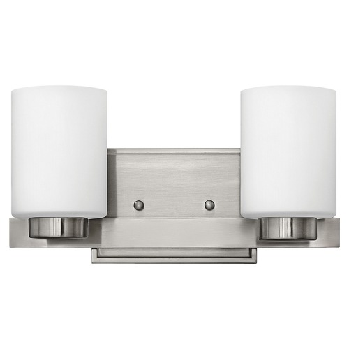 Hinkley Bathroom Light with White Glass in Brushed Nickel Finish 5052BN