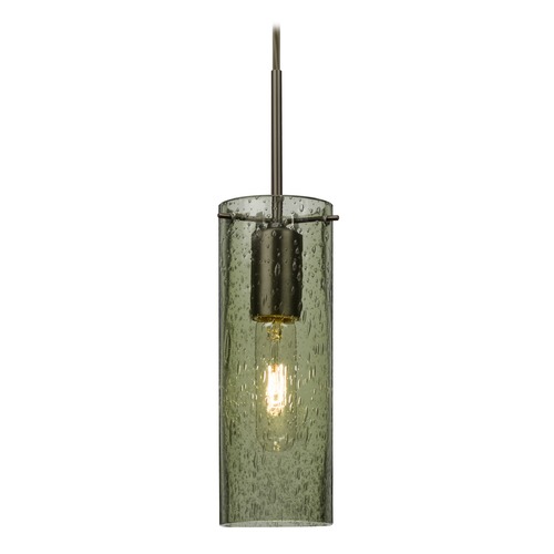 Green Seeded Glass Mini-Pendant Light Bronze Juni by Besa Lighting