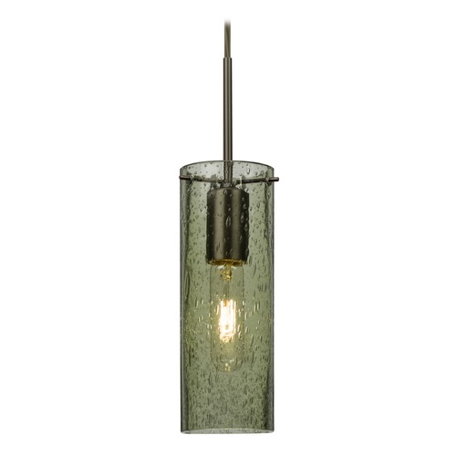 Besa Lighting Green Seeded Glass Mini-Pendant Light Bronze Juni by Besa Lighting 1JT-JUNI10MS-BR