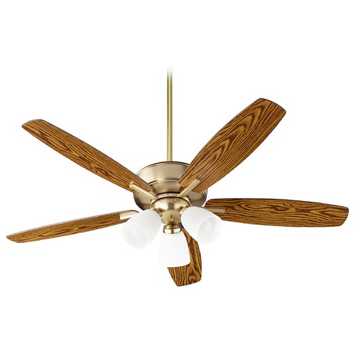 Breeze 52-Inch Fan in Aged Brass with Dark Oak/Walnut Blades by Quorum Lighting